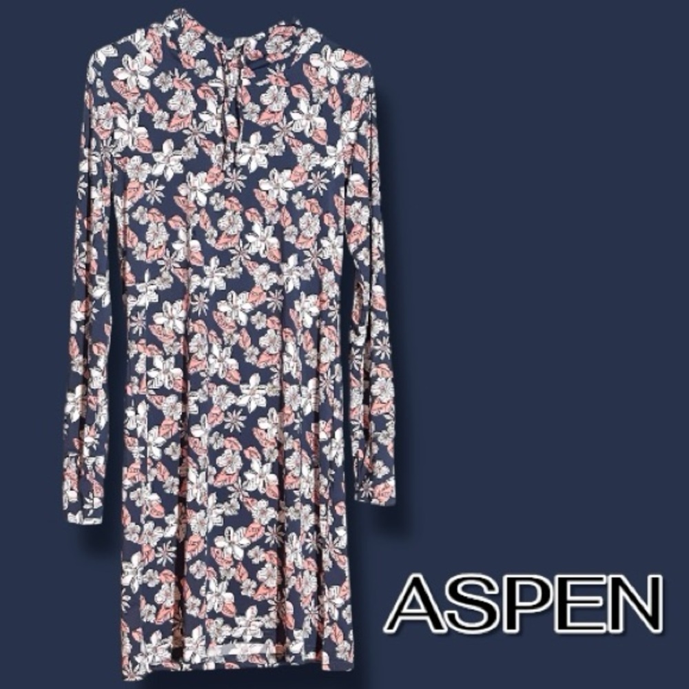EUC (Like New) ASPEN Floral Hooded Swim Coverup in Blue, Pink, Cream. Size S